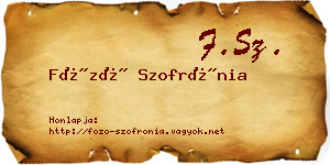 Főző Szofrónia névjegykártya